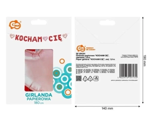 Girlanda papierowa Kocham Cię czerwona 1,8m - Godan