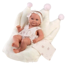 Lalka winylowa bobas Nica w białym śpiworku 40cm - Llorens