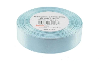 Wstążka satynowa jasna błękitna 25mmx32m - Brewis
