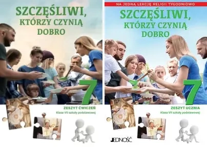 2W1 RELIGIA 7 SZCZĘŚLIWI KTÓRZY CZYNIĄ DOBRO PODRĘCZNIK +ZESZYT UCZNIA - Elżbieta Kondrak|Krzysztof Mielnicki|Agnieszka Sętorek