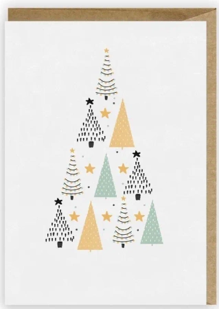 Kartka Boże Narodzenie Choinka miętowo-złota K080 - Cardie