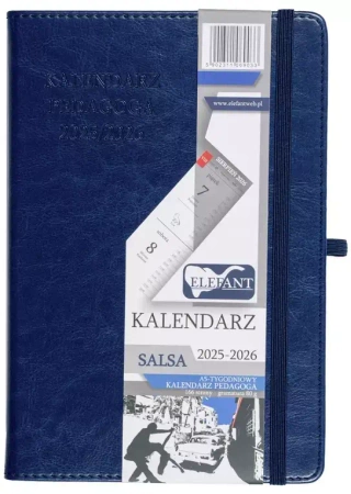 Kalendarz pedagoga 2025/26 A5 tyg Salsa granatowy - praca zbiorowa