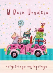 Karnet B6 Urodziny - Kot w aucie - Henry