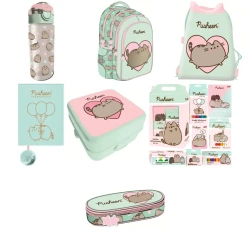 Plecak szkolny Pusheen + piórnik + notes + teczka + wyprawka+ worek +bidon