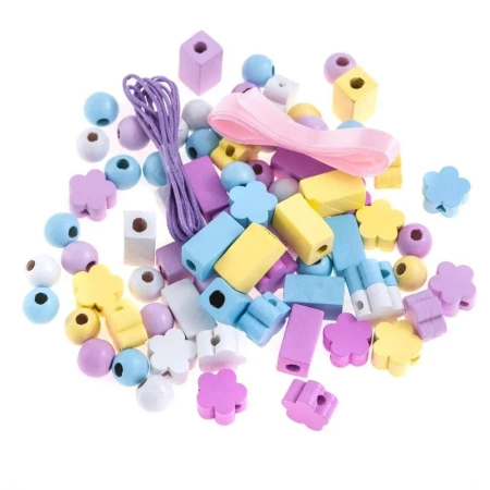 Koraliki drewniane w słoiczku pastelowe 50szt - Dalprint dpCraft