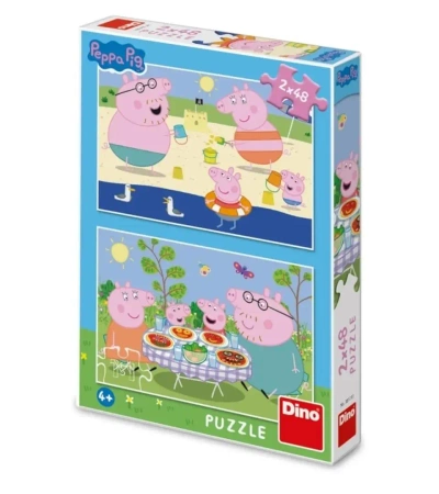 Puzzle 2x48 Świnka Peppa na wakacjach - Dino Toys