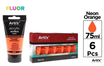 Farba akrylowa fluorescencyjna pomar. 75ml (6szt) - Artix