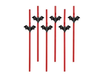 Słomki Nietoperze 19,5cm 6szt - PartyDeco