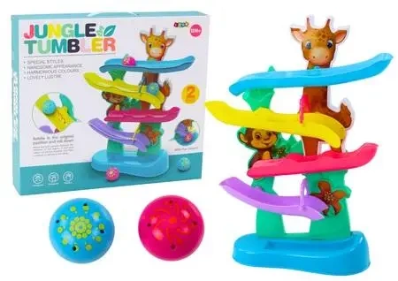 Zjeżdżalnia dla kulek żyrafa małpka z dźwiękiem - Leantoys