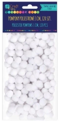 Pompony poliestrowe białe 1cm 120szt - Dalprint