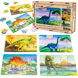 Puzzle drewniane 4w1 dinozaury - PuzzleOK