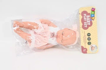 Lalka śpiący bobas z opaską różowa - Leantoys