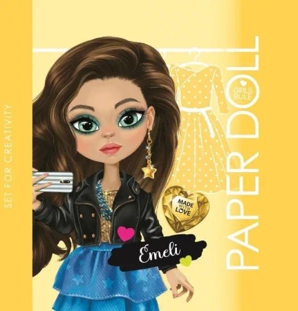 Kolorowanka 140x140 Lalka do wycinania Emeli żółta - Fresh