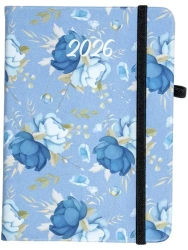 Kalendarz 2025 A6 tyg. Flamenco niebieskie kwiaty - praca zbiorowa