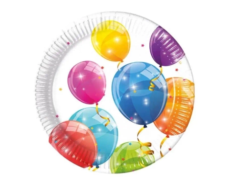 Talerzyki papierowe Sparkling Balloons 20cm 8szt - Godan