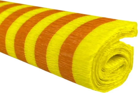 Paczka Bibuła marszczona 50x200 paski pomarańczowe na cytrynowym 10 rolek - TYMOS