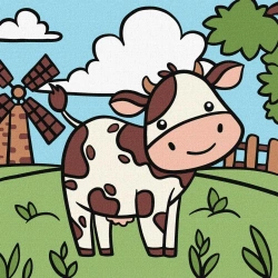 Malowanie po numerach - Wesoła krowa 25x25cm - Ideyka