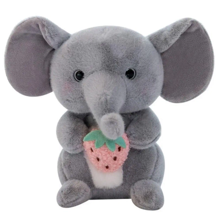 Maskotka przytulanka słoń z truskawką szary 23cm - Leantoys