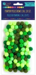 Pompony poliestrowe zielone 1cm 120szt - Dalprint