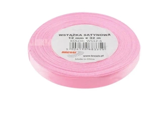 Wstążka satynowa jasna różowa 12mmx32m - Brewis