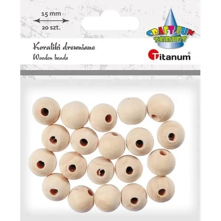 Koraliki drewniane okrągłe 20szt - Titanum