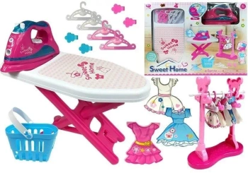 Żelazko + deska do prasowanie różowe - Leantoys
