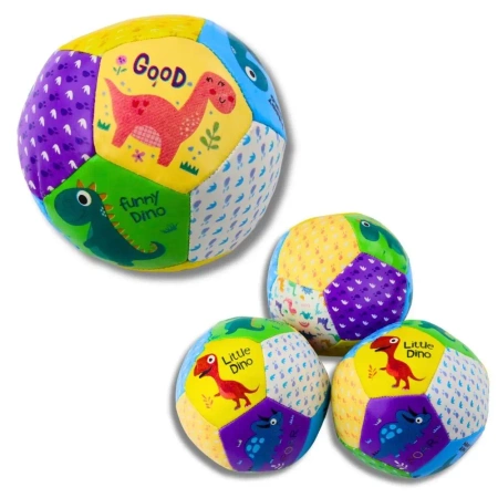 Piłeczki miękkie z dinozaurami kolorowe 9cm 3szt - Leantoys