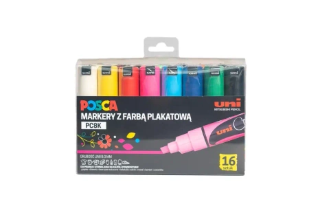 Markery plakatowe PC-8K 16 kolorów POSCA UNI - Uni Mitsubishi Pencil
