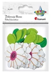 Naklejki filcowe 3D kwiatki, listki mix 24szt - Titanum