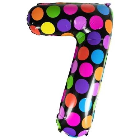 Balon foliowy cyferka 7 w kropki - Arpex