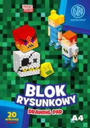 Blok rysunkowy biały A4 20 ark "Pixel&Unicorn" ASTRAPAP