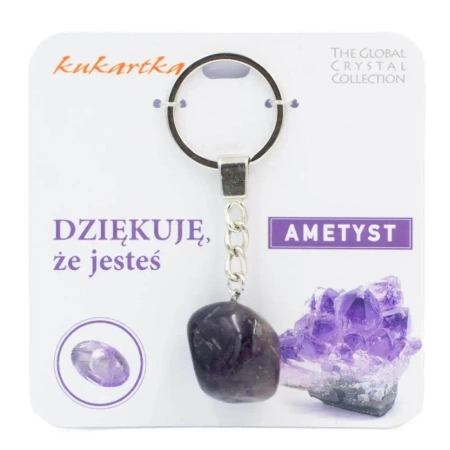 Brelok Dziękuję, że jesteś ametyst - Kukartka