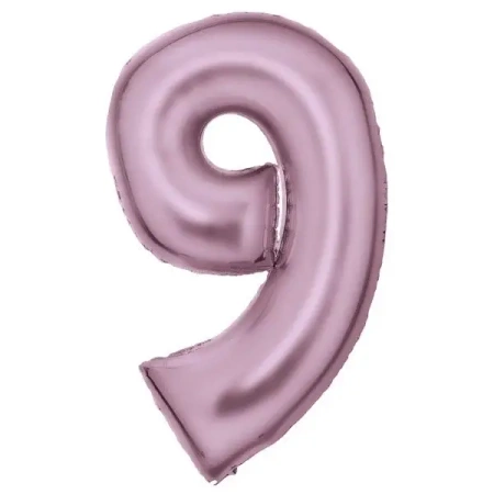 Balon foliowy cyfra 9 satynowa pastelowy róż 86cm - Amscan