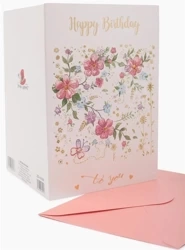 Karnet B6 ZZG-190505 złocony Urodziny Kwiatki - Fresh