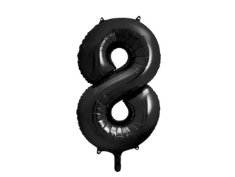 Balon foliowy 8 czarny 86cm - PartyDeco