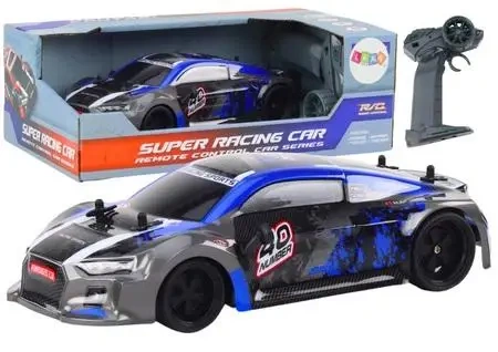 Auto R/C 1:18 gumowe koła drift niebieski - Leantoys