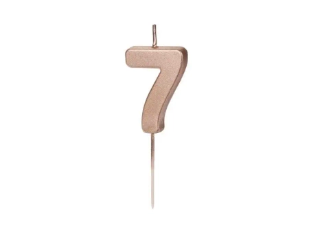 Świeczka urodzinowa 7 różowe złoto 4.5cm - PartyDeco
