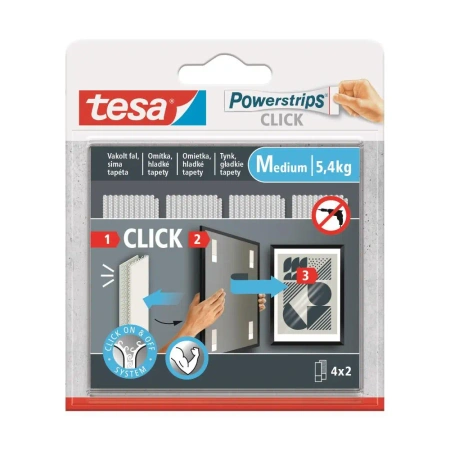 Rzepy samoprzylepne Tesa Powerstrips Click Medium białe 4 pary