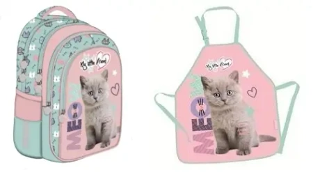 Plecak szkolny MY LITTLE FRIENDS + piórnik+ worek+ teczka+ fartuszek kotek