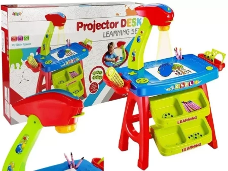 Stolik edukacyjny z projektorem niebiesko-czerwony - Leantoys