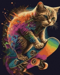 Malowanie po numerach czarne płótno - Kotek na... - Twoje Hobby