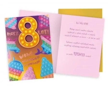 Karnet Urodziny 8 pop it - Kukartka
