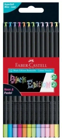 Kredki trójkątne Black Edition 12 kolorów - Faber Castell