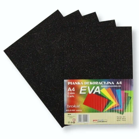 Pianka brokatowa A4 Eva czarna biodegrad. 5szt - Penword