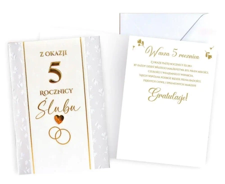 Karnet Rocznica ślubu 5 - Kukartka