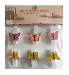 Klamerki ozdobne zwierzęce motyle 6szt - Galeria Hobby