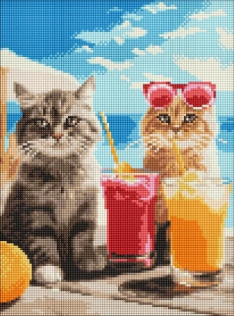 Diamentowa mozaika - Koty na wakacjach 30x40cm - Ideyka
