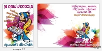 Karnet Young B6 + koperta wzór nr 022 Urodziny - Stamp