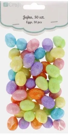 Jajka styropianowe brokatowe1,8cm 50szt tęczowe - Dalprint dpCraft