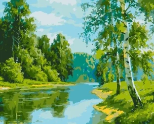 Malowanie po numerach - Brzozowa krawędź 40x50cm - Qbee